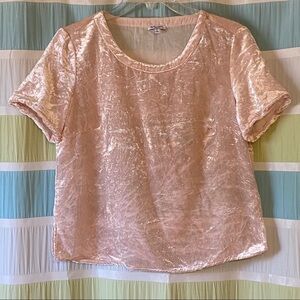 Splendid Velvet Shirt Pink Crew Neck Size XSmall